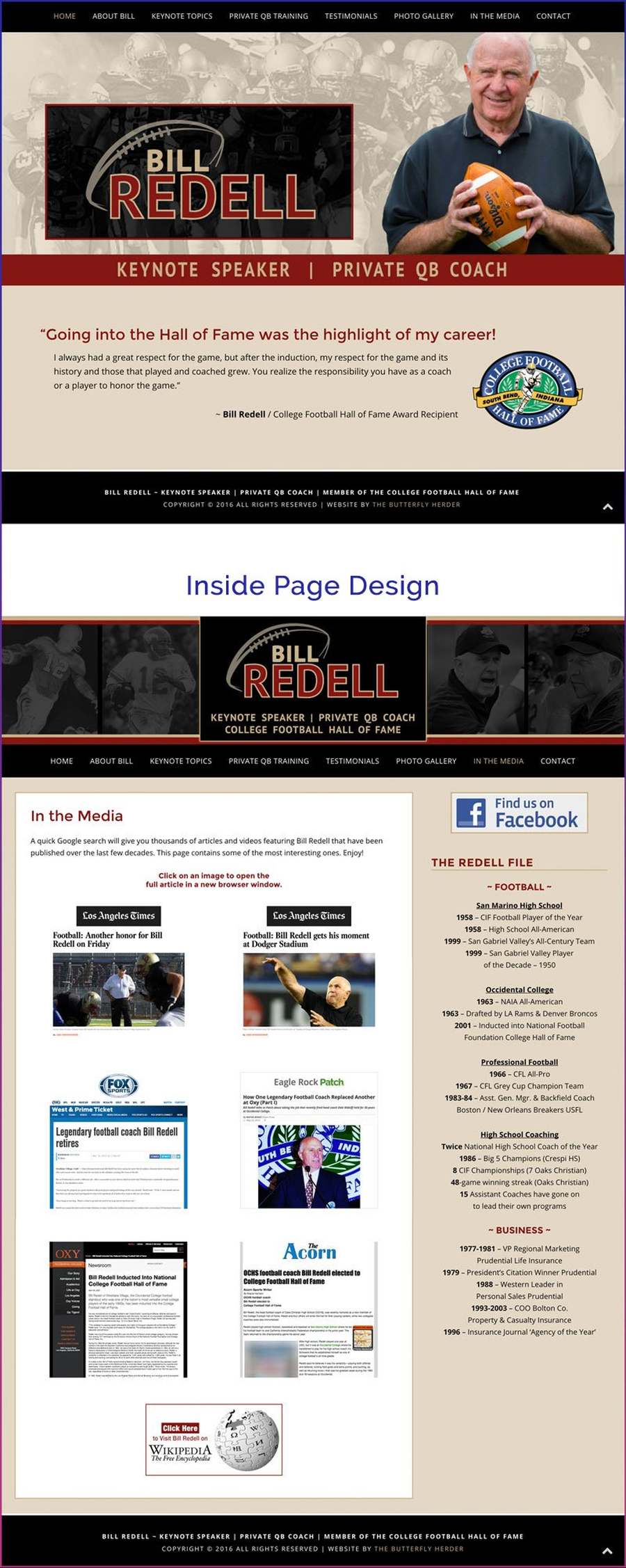 Full-length screenshot of Bill Redell's speaker website designed by SpeakerWebsites.com