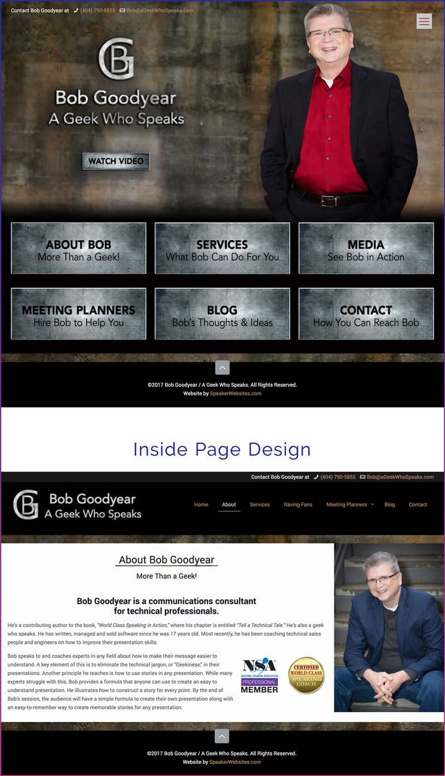 Full-length screenshot of Bob Goodyear's speaker website designed by SpeakerWebsites.com