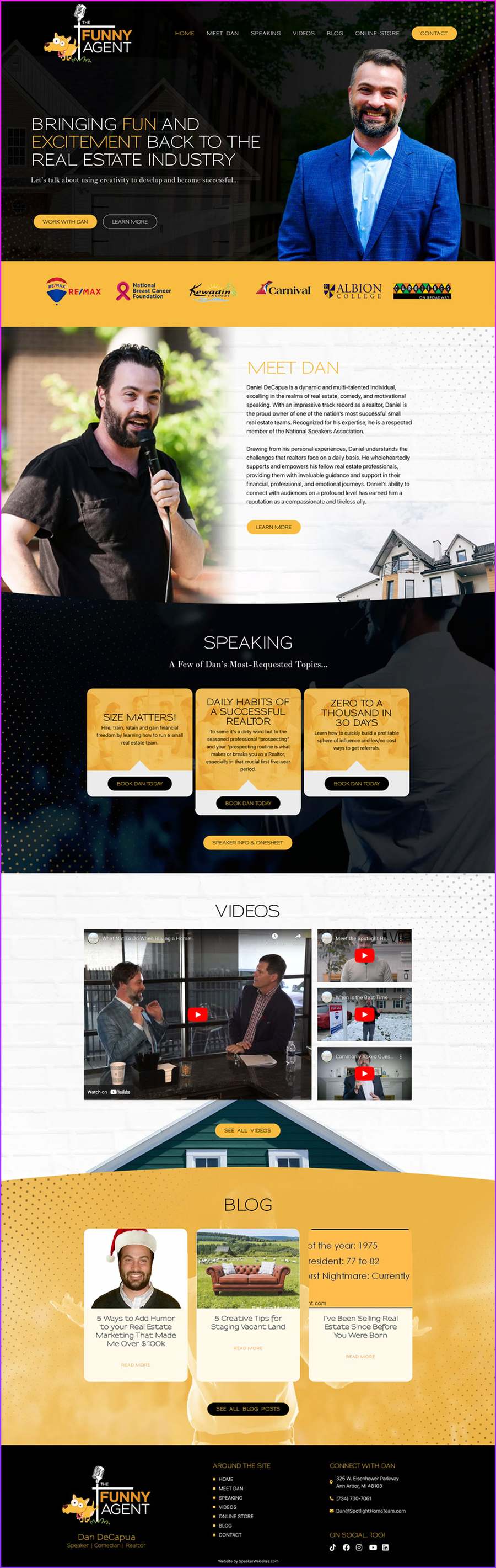 Full-length screenshot of Dan DeCapua's speaker website designed by SpeakerWebsites.com