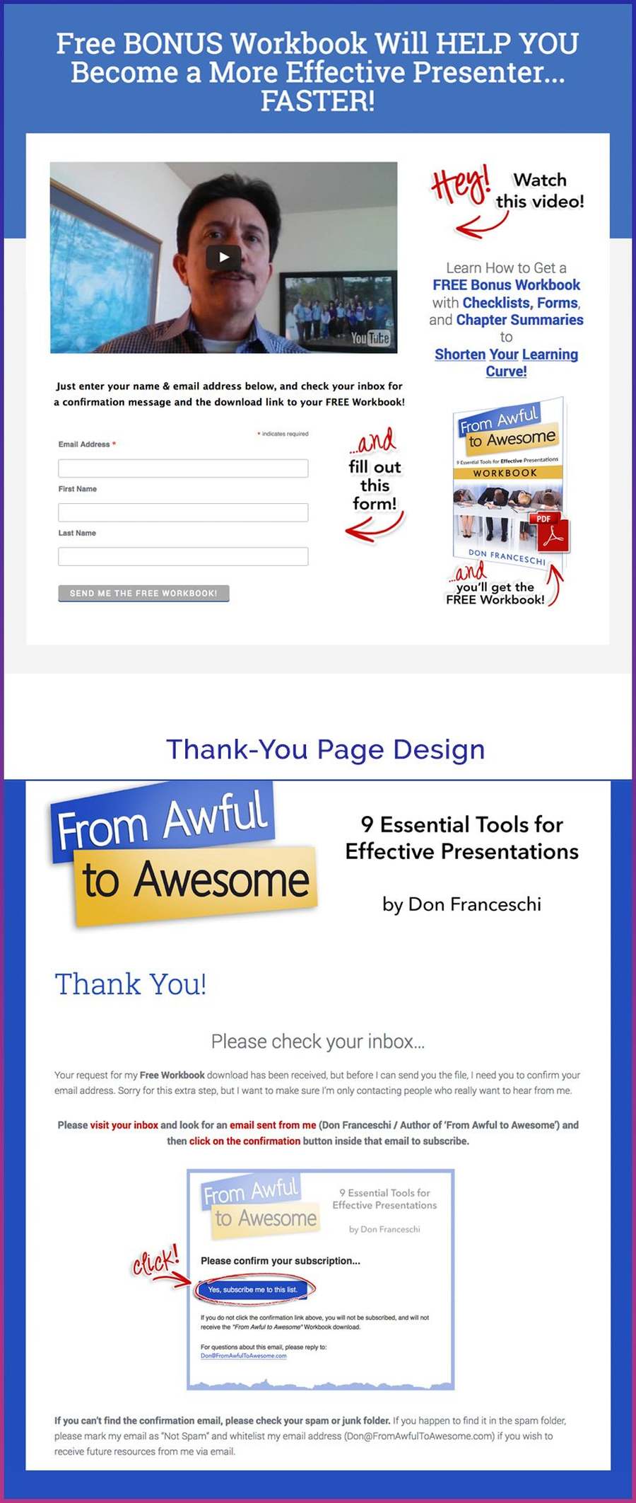 Full-length screenshot of Don Franceschi's speaker website designed by SpeakerWebsites.com