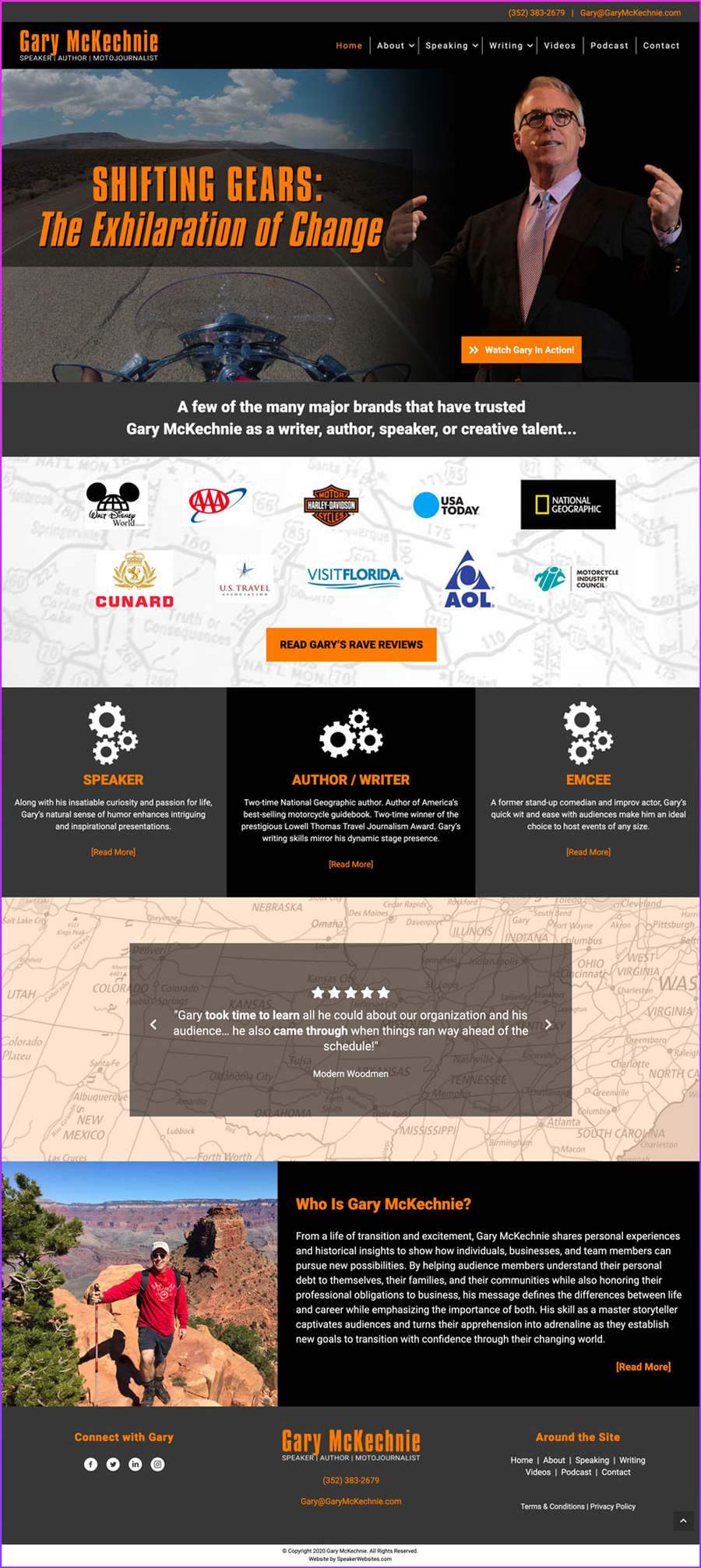 Full-length screenshot of Gary McKechnie's speaker website designed by SpeakerWebsites.com