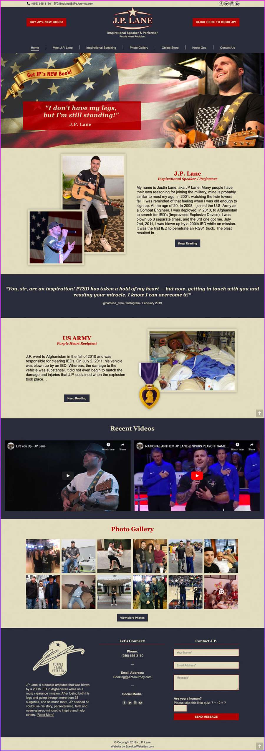 Full-length screenshot of J.P. Lane's speaker website designed by SpeakerWebsites.com