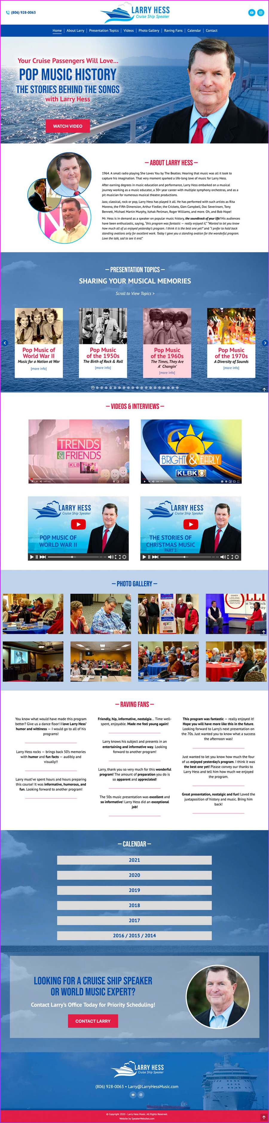 Full-length screenshot of Larry Hess's speaker website designed by SpeakerWebsites.com