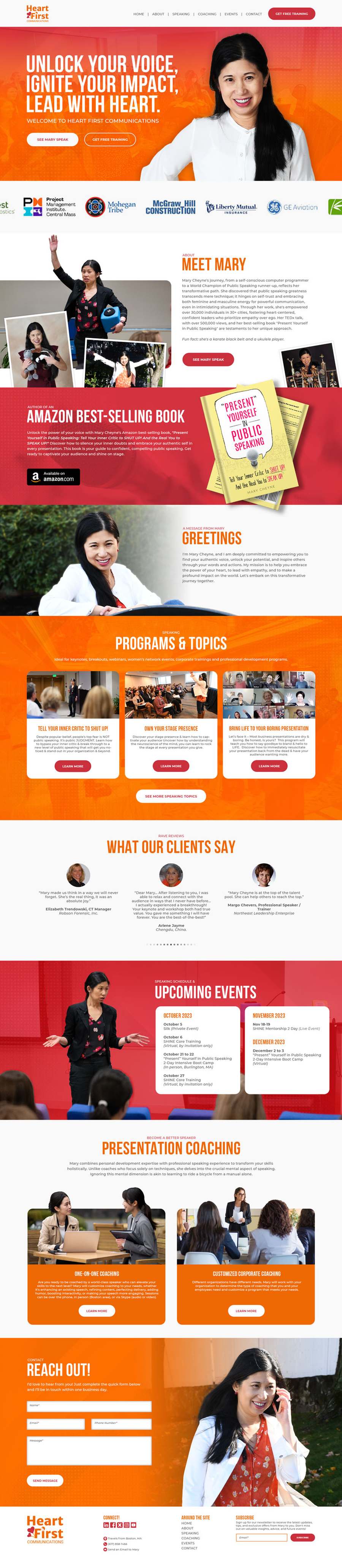 Full-length screenshot of Mary Cheyne's speaker website designed by SpeakerWebsites.com