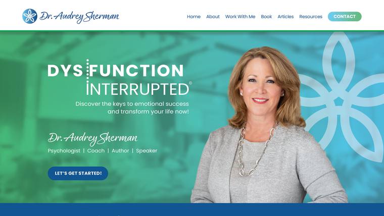 Dr. Audrey Sherman speaker website designed by SpeakerWebsites.com