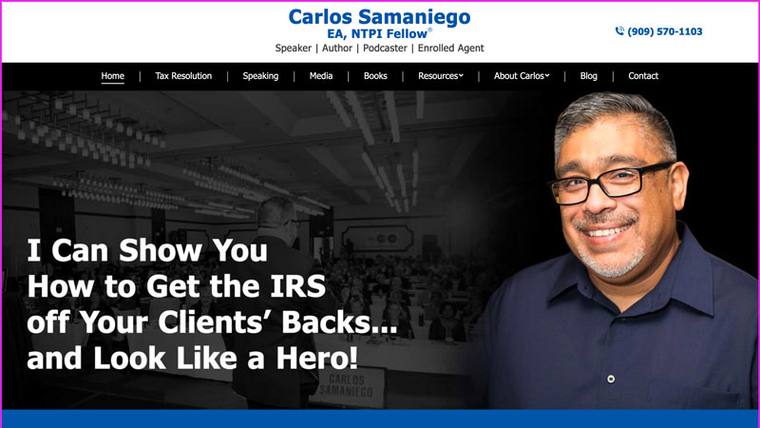 Carlos Samaniego, EA speaker website designed by SpeakerWebsites.com