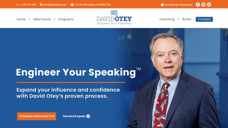 David Otey speaker website designed by SpeakerWebsites.com