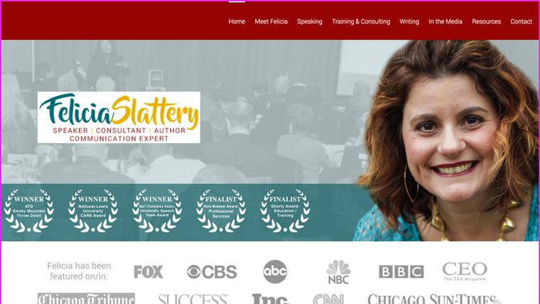 Felicia Slattery speaker website designed by SpeakerWebsites.com