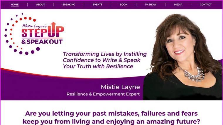 Mistie Layne speaker website designed by SpeakerWebsites.com