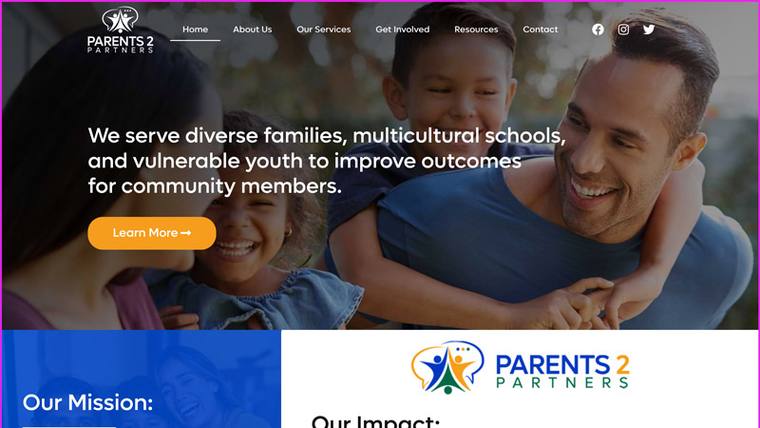 Parents2Partners speaker website designed by SpeakerWebsites.com