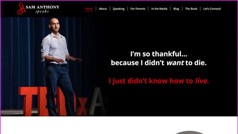 Sam Anthony speaker website designed by SpeakerWebsites.com
