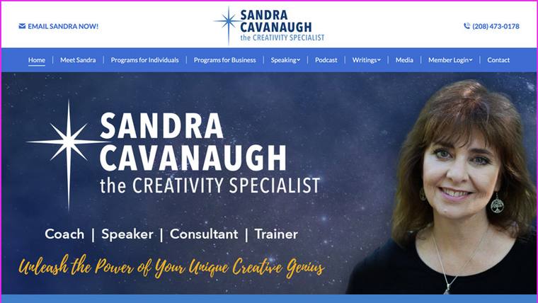 Sandra Cavanaugh speaker website designed by SpeakerWebsites.com