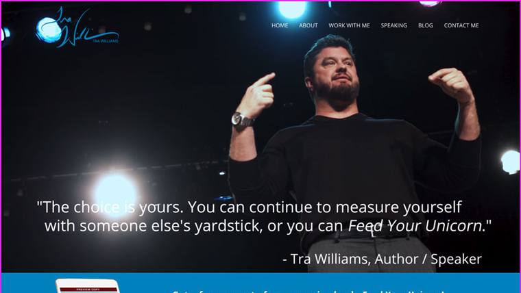 Tra Williams speaker website designed by SpeakerWebsites.com
