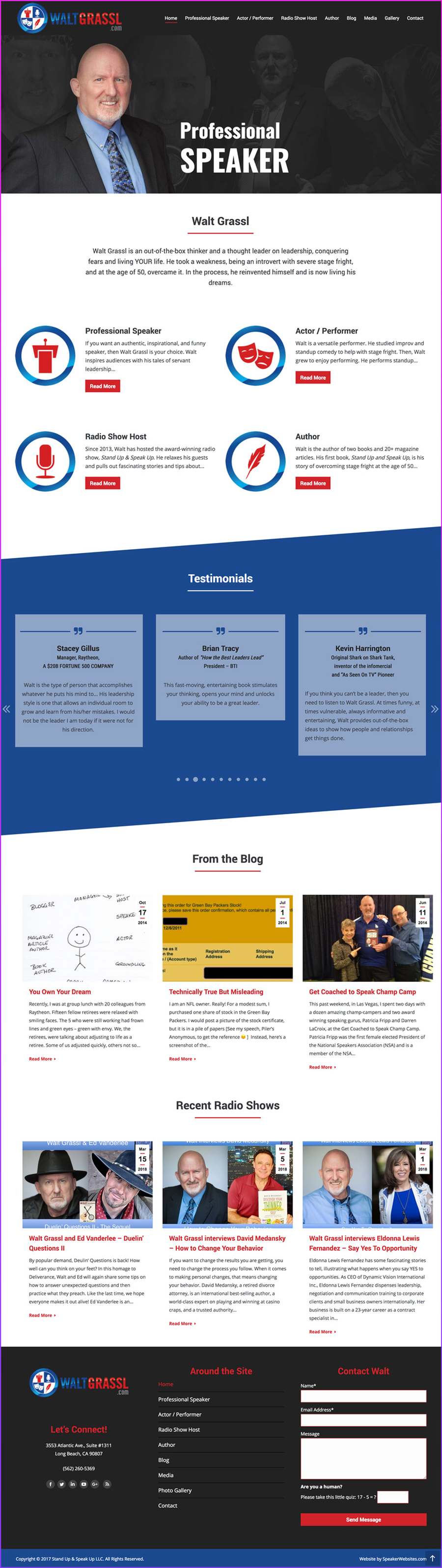 Full-length screenshot of Walt Grassl's speaker website designed by SpeakerWebsites.com