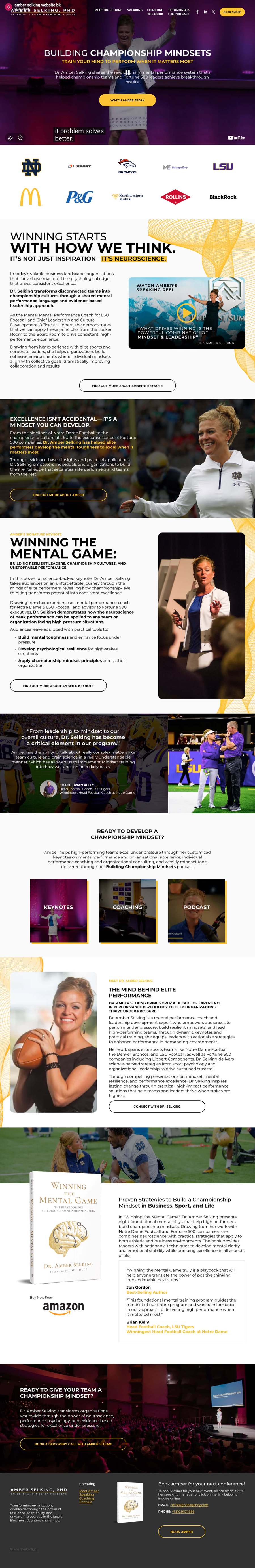 Full-length screenshot of Dr. Amber Selking's speaker website designed by SpeakerWebsites.com