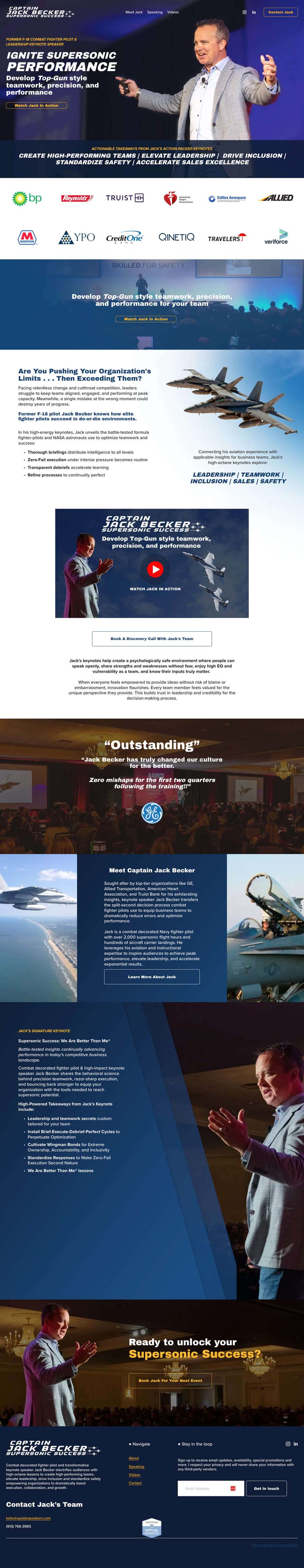 Full-length screenshot of Jack Becker's speaker website designed by SpeakerWebsites.com