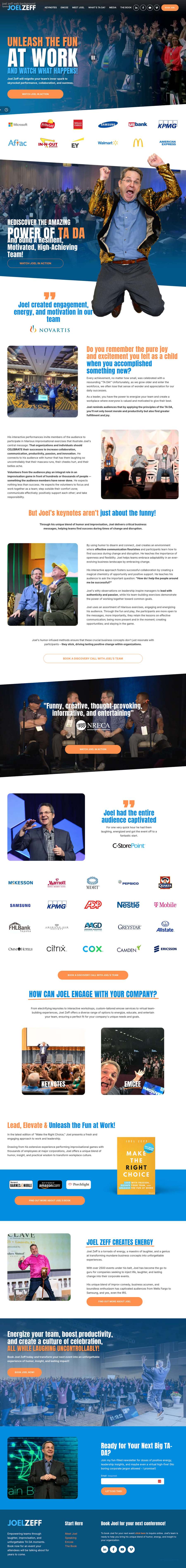 Full-length screenshot of Joel Zeff's speaker website designed by SpeakerWebsites.com