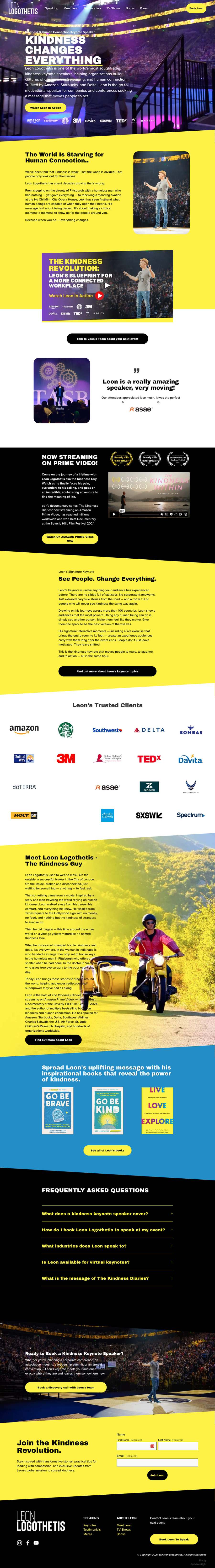 Full-length screenshot of Leon Logothetis's speaker website designed by SpeakerWebsites.com