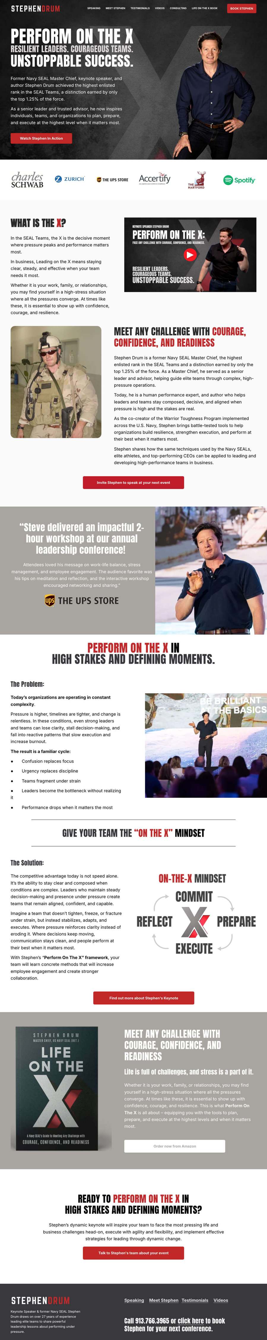 Full-length screenshot of Stephen Drum's speaker website designed by SpeakerWebsites.com