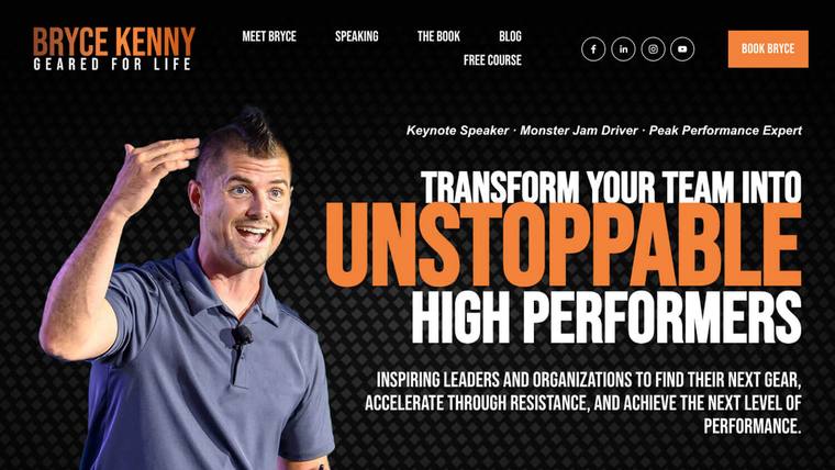 Bryce Kenny speaker website designed by SpeakerWebsites.com