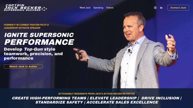 Jack Becker speaker website designed by SpeakerWebsites.com